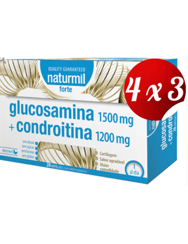 Pack 4X3 Glucosamina 1500Mg.+Condroitina 1200Mg Forte 20Amp