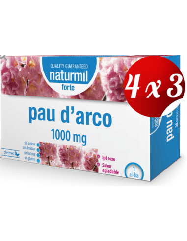 Pack 4x3 uds Pau D'Arco Forte 1000 Mg 20 X 15 Ml Ampollas De Dietmed