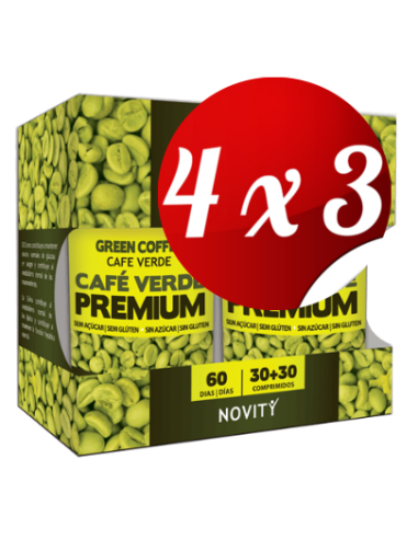 Pack 4x3 uds Café Verde Premium Pack Económico  30 comprimidos + 30 Comprimidos De Dietmed