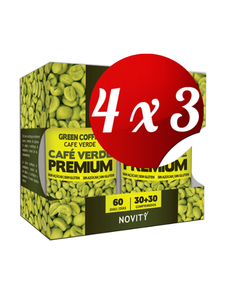 Pack 4x3 uds Café Verde Premium Pack Económico  30 comprimidos + 30 Comprimidos De Dietmed