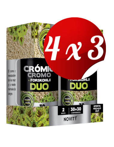 Pack 4x3 uds Crómio + Forskohlli Duo  30+30 Comprimidos De Dietmed