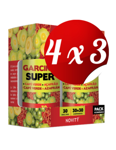 Pack 4x3 uds Garcínia Super+ Café Verde + Açafrão  30+30 Comprimidos De Dietmed