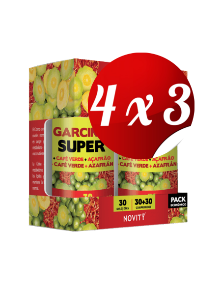 Pack 4x3 uds Garcínia Super+ Café Verde + Açafrão  30+30 Comprimidos De Dietmed