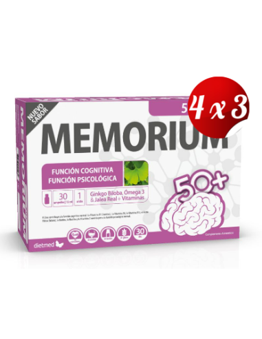 Pack 4x3 uds Memorium 50+ 30 X 15 Ml Ampollas De Dietmed