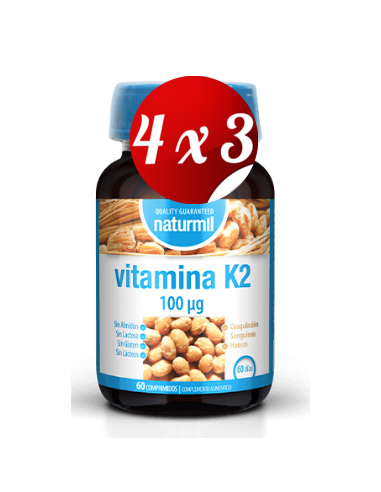 Pack 4x3 uds Vitamina K2 100 Mg  60 Comprimidos De Dietmed