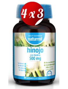 Pack 4x3 uds Hinojo 500 Mg60 Comprimidos De Dietmed