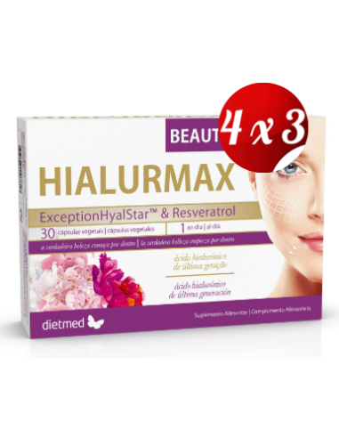 Pack 4x3 uds Hialurmax Beauty  30 Capsulas De Dietmed