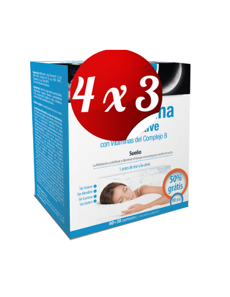 Pack 4x3 uds Melatonina Plus Active 1 Mg  60 + 30 Comprimidos De Dietmed
