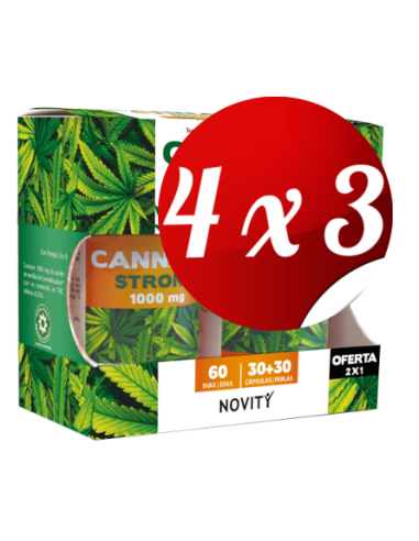 Pack 4x3 uds Cannabis Strong Perlas 30+30 Capsulas De Dietmed