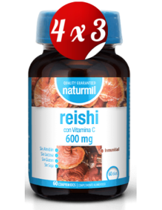 Pack 4x3 uds Reishi 600 Mg   60 Comprimidos De Dietmed