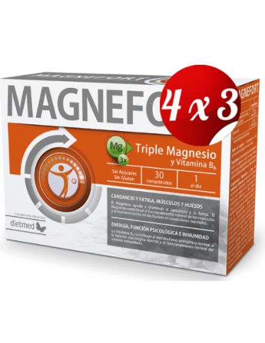 Pack 4x3 uds Magnefort 30 Comprimidos De Dietmed