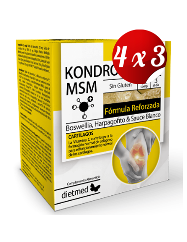 Pack 4x3 uds Kondrosamina Msm Forte  60 Comprimidos De Dietmed