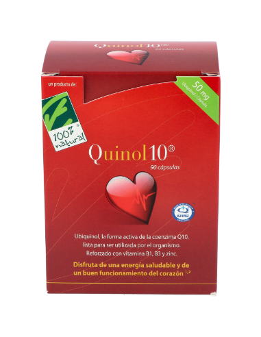 Quinol10®-50mg. 90. Caja con 90 cápsulas de 50mg de Ubiquinol (en blíster)