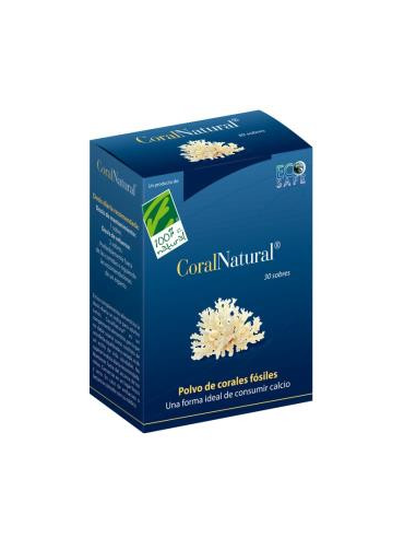 CoralNatural® 30. Caja con 30 sobres de 2.000mg de polvo de coral marino fósil