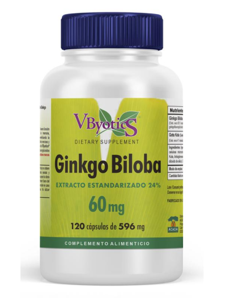 Ginkgo Biloba 60mg 24/6 60 Cápsulas Vegetales Vbyotics