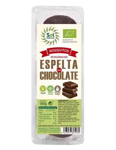 Rosquitos De Espelta Con Chocolate Bio 160 g de Sol Natural