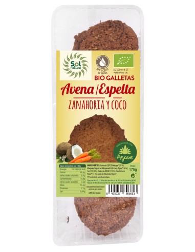 Galletas De Espelta-Avena Zanahoria Coco 175 Gramos  Sol Natural