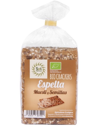 Cracker Espelta Muesli Y Semillas Bio 200 Gramos  Sol Natural