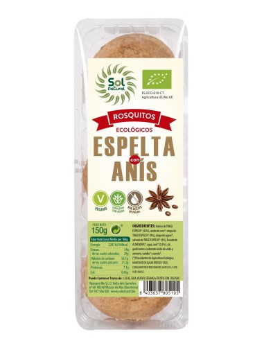 Rosquitos De Espelta Con Anís Bio 150 Gramos  Sol Natural