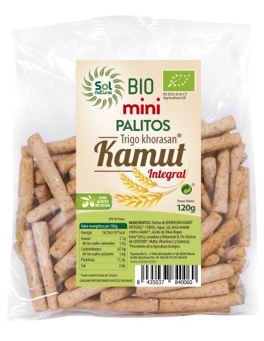 Mini Palitos De Kamut® Integral Bio 120 Gramos  Sol Natural