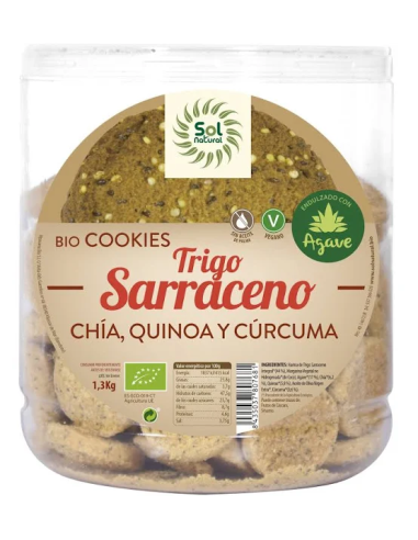 Galletas T.Sarraceno Chía-Quinoa-Cúrcuma 1300 Gramos  Sol Natural