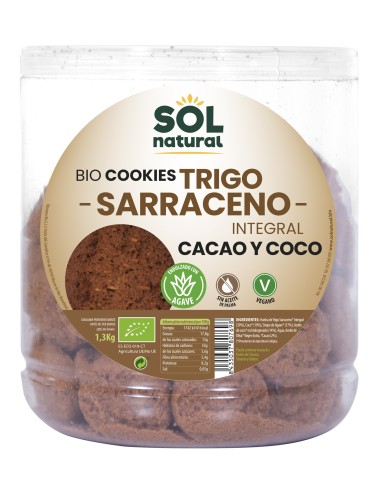 Bote Galleta T.Sarrraceno Coco-Cacao Bio 1300 Gramos  Sol Natural