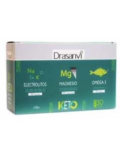 Pack Keto Electrolitos 60 Capsulas + Magnesio 60 Comprimidos +  Omega 3 30 Perlas Drasanvi