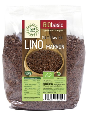 Semillas De Lino Marrón Bio 500 Gramos  Sol Natural