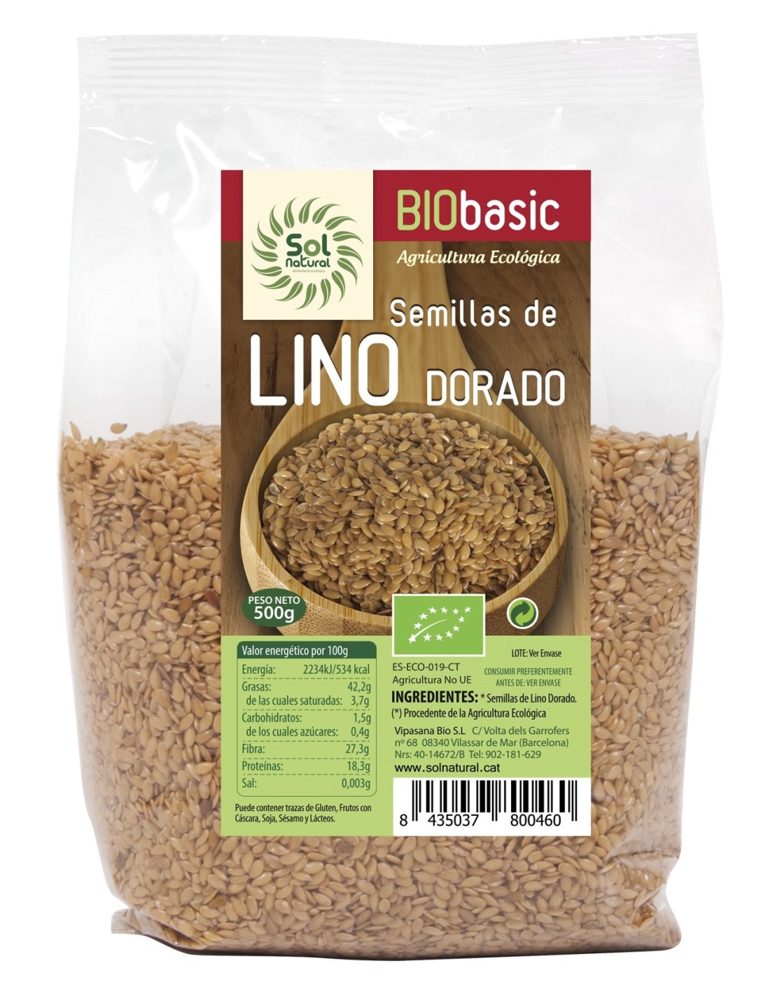 Semillas De Lino Dorado Bio 500 G de Solnatural