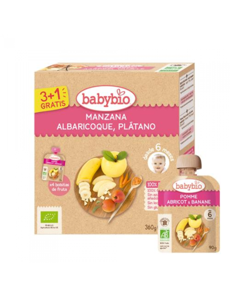 Bolsita de Fruta BIO - Manzana Naranja Plátano Bio  4 x 90 g de Baby Bio