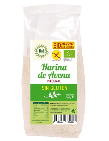 Harina De Avena Sin Gluten Bio 500 Gramos  Sol Natural