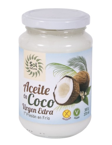 Aceite De Coco Virgen Extra Mediano Bio 370 Mililitros Sol Natural