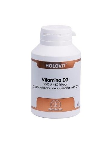 Holovit Vitamina D3 2.000 Ui + K2 60 µg (Colecalciferol + Menaquinona (Mk-7)) 180 Cáp. de Equisalud