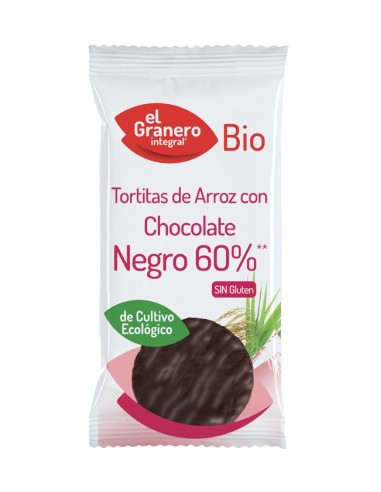 Tortitas De Arroz Con Chocolate Negro Bio, 6 Und, 100 G de El Granero Integral
