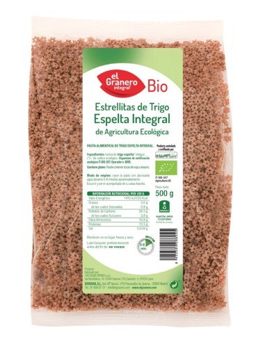 Estrellitas De Trigo Espelta Integral Bio, 500 G de El Grane