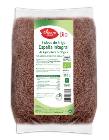 Fideos De Trigo Espelta Integral Bio, 500 G de El Granero Integral