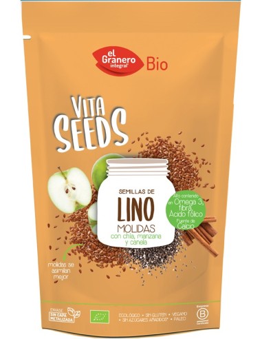 Vitaseeds Semillas De Lino, Chia, Manzana Y Canela Bio, 200 G de El Granero Integral