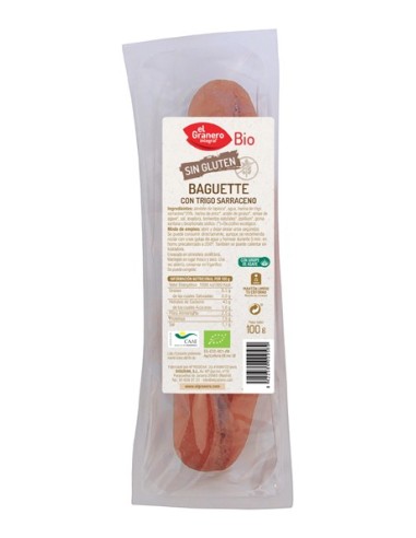Baguette Con Trigo Sarraceno Sin Gluten Bio, 100 G de El Gra
