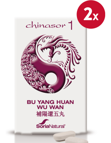 Pack de 2 uds Chinasor 1 Bu Yang Huang Wu Wan 30 Comprimidos de Soria Natural
