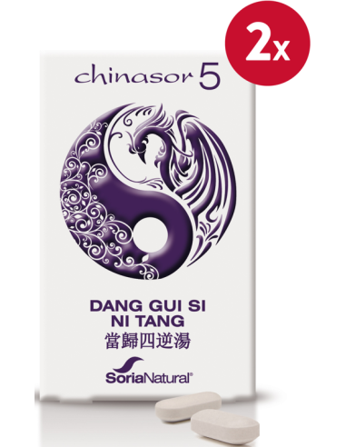 Pack de 2 uds Chinasor 5 Dang Gui Si Ni Tang 30 Comprimidos de Soria Natural