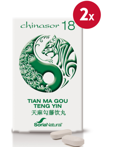 Pack de 2 uds Chinasor 18 Tian Gou Teng Yin 30 Comprimidos de Soria Natural
