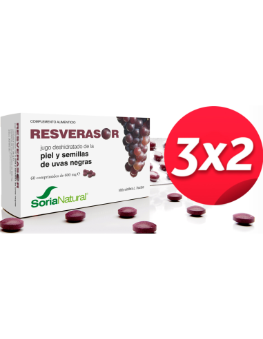 Pack 3X2 Resverasor 60 Comprimidos de Soria Natural