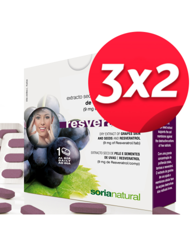 Pack 3X2 Resverasor Plus 28 Comprimidos de Soria Natural.