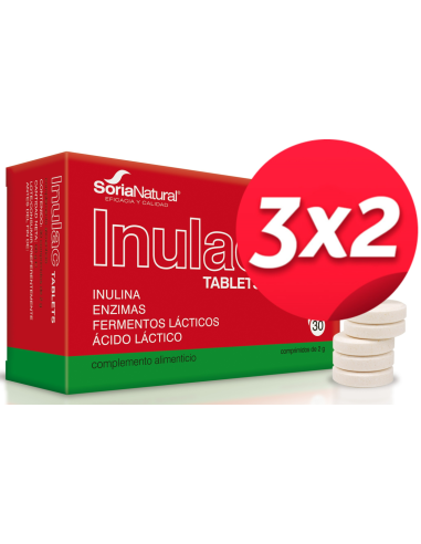 Pack 3X2 Inulac Tabletas 30 Comprimidos de Soria Natural.