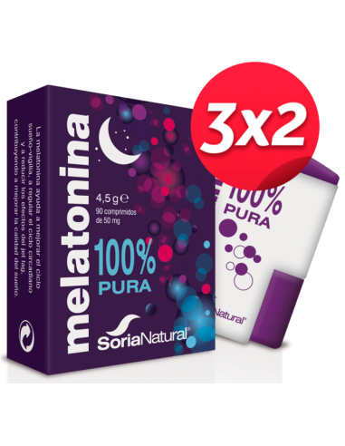 Pack 3X2 Melatonina 90 Comprimidos de Soria Natural.