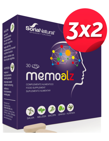 Pack 3X2 Memoalz 30 Comprimidos de Soria Natural.