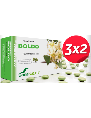 Pack 3X2 Boldo 60 Comprimidos de Soria Natural.