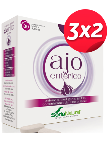 Pack 3X2 Ajo Enterico 30 Comprimidos de Soria Natural.
