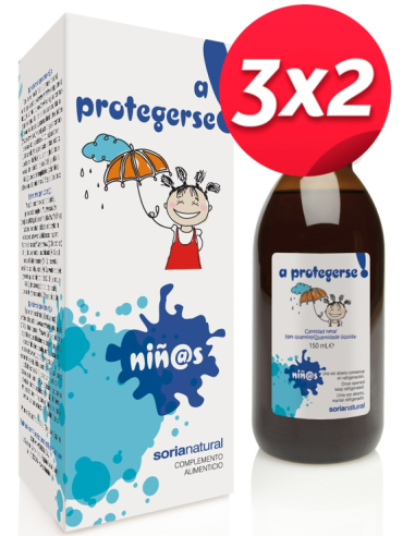 Pack 3X2 A Protegerse Niños Jarabe 150Ml. de Soria Natural.