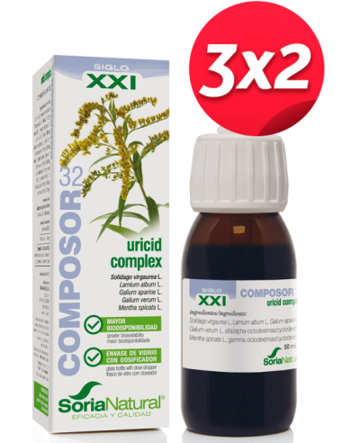 Pack 3X2 Composor 32 Uricid Complex Xxi 50Ml. de Soria Natural
